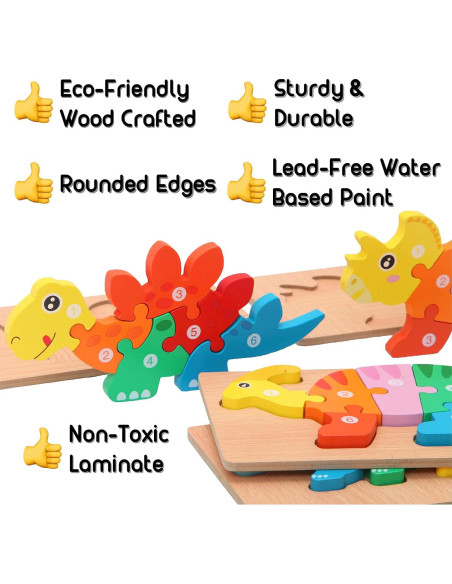 Rompecabezas de Madera Montessori Mama - Dinosaurios 5 Piezas Rompecabezas de Madera Montessori Mama - Dinosaurios 5 Piezas