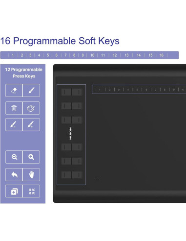 Tableta Gráfica Huion H1060P 25.4x15.88cm 8192 Niveles Presión