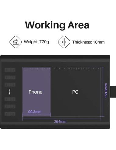 Tableta Gráfica Huion H1060P 25.4x15.88cm 8192 Niveles Presión