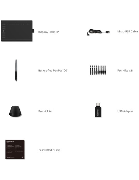 Tableta Gráfica Huion H1060P 25.4x15.88cm 8192 Niveles Presión