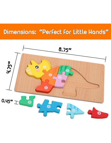 Rompecabezas de Madera Montessori Mama - Dinosaurios 5 Piezas