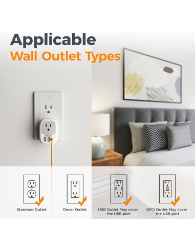 Cargador de Pared TESSAN 3 Puertos USB C 1875W Adaptador