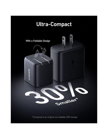 Cargador Anker 313 45W USB-C Plegable Carga Rápida para Samsung