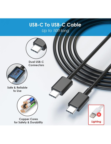 Cargador Rápido USB C 25W PD con Cable 3M para Samsung