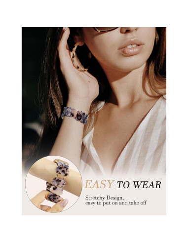 Brazalete Elástico de Resina Tortuga Marfil para Apple Watch