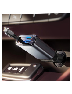 Cargador de Coche LISEN USB C 57W Retráctil para iPhone 16/15