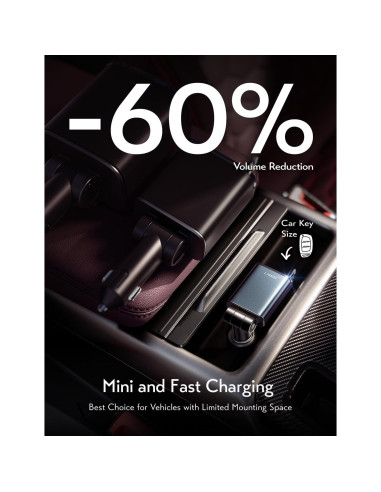 Cargador de Coche LISEN USB C 57W Retráctil para iPhone 16/15