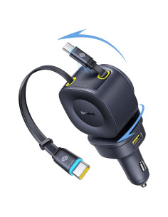 Cargador de Coche Baseus 163W Retráctil USB-C Carga Rápida