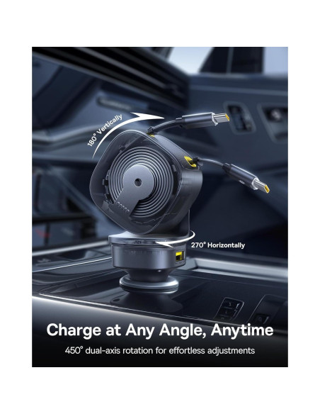 Cargador de Coche Baseus 163W Retráctil USB-C Carga Rápida Cargador de Coche Baseus 163W Retráctil USB-C Carga Rápida