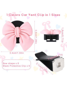 6 Clips de Ventilación de Coche Tyqour con Lazo Rosa 2