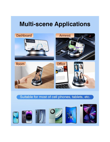 Soporte para Teléfono Móvil DICMKY Plateado 360 Antideslizante Soporte para Teléfono Móvil DICMKY Plateado 360 Antideslizante