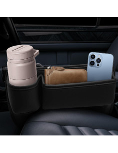 Soporte de Taza de Cuero PU Maychao para Automóvil Negro 2