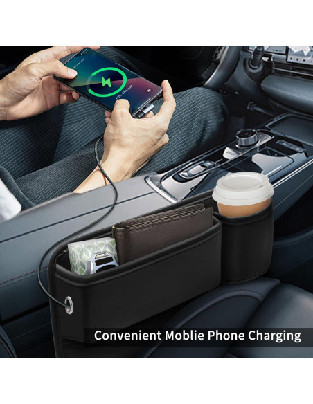 Soporte de Taza de Cuero PU Maychao para Automóvil Negro