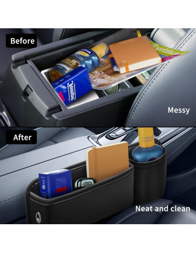 Soporte de Taza de Cuero PU Maychao para Automóvil Negro