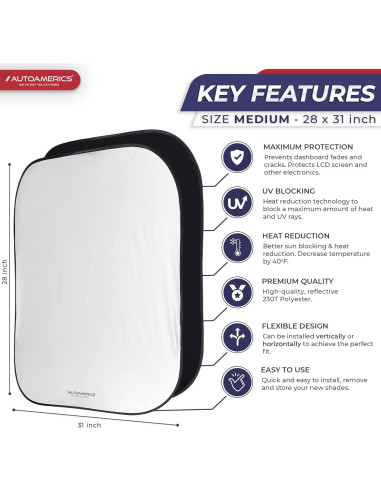 Protector Solar Plegable Autoamerics para Parabrisas Mediano