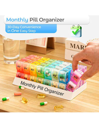 Organizador de Pastillas Mensual Colorwing AM PM 32 Compartimentos