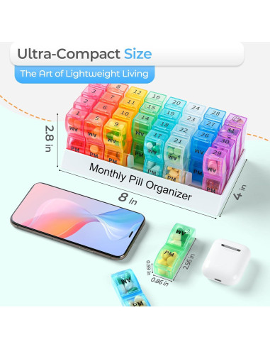 Organizador de Pastillas Mensual Colorwing AM PM 32 Compartimentos