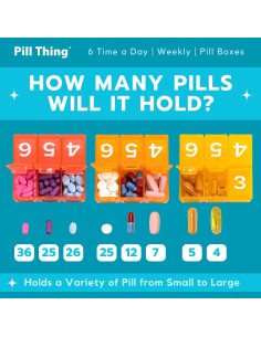 Organizador Semanal de Pastillas Pill Thing 6X al Día Multicolor 2