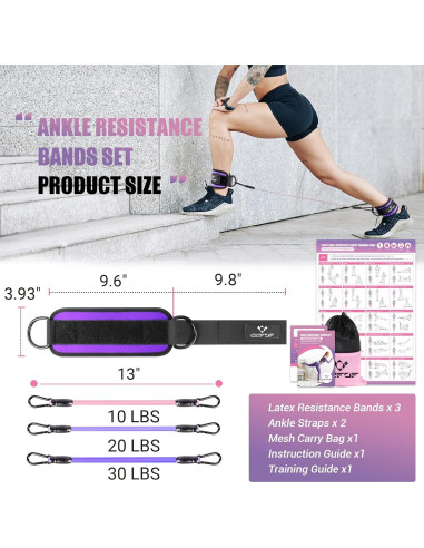 Bandas de Resistencia para Tobillos COFOF - 3 Niveles de Tensión