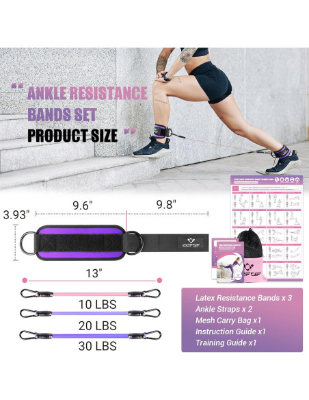 Bandas de Resistencia para Tobillos COFOF - 3 Niveles de Tensión