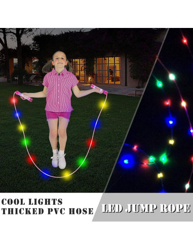 Cuerda de Salto LED Ynanimery Rosa 2.13m Ajustable para Niños