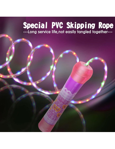 Cuerda de Salto LED Ynanimery Rosa 2.13m Ajustable para Niños