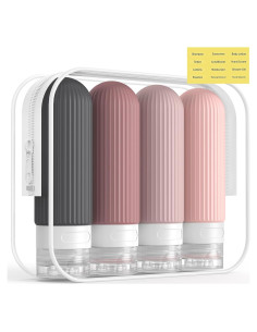 Botellas de Viaje ME.FAN 3oz Silicona Aprobadas TSA - Paquete de 4