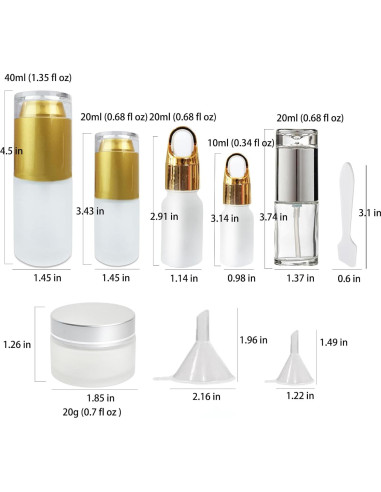 12 Botellas de Vidrio Rusikia Aprobadas por TSA 100ml Viaje