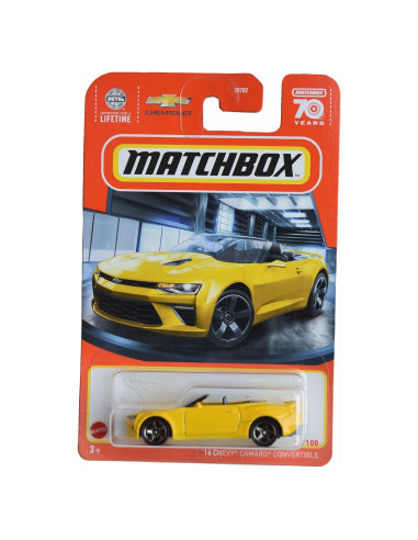 Auto a Escala Matchbox Chevy Camaro Convertible Amarillo