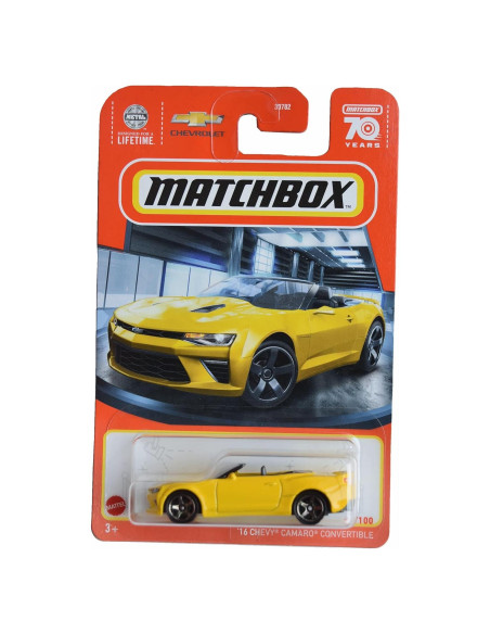 Auto a Escala Matchbox Chevy Camaro Convertible Amarillo
