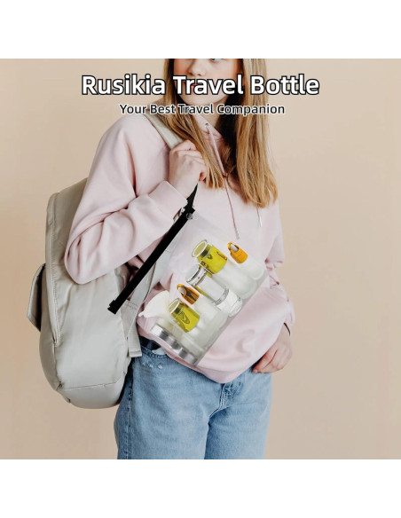 12 Botellas de Vidrio Rusikia Aprobadas por TSA 100ml Viaje 12 Botellas de Vidrio Rusikia Aprobadas por TSA 100ml Viaje