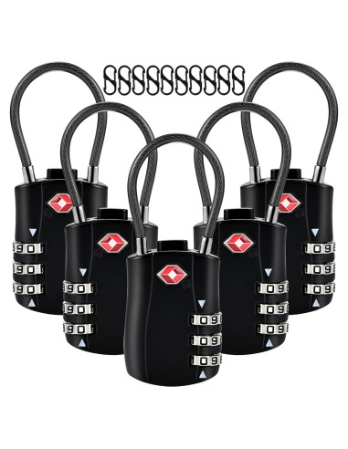 5 Candados TSA Locilot con 10 Candados de Cremallera - Alta Seguridad