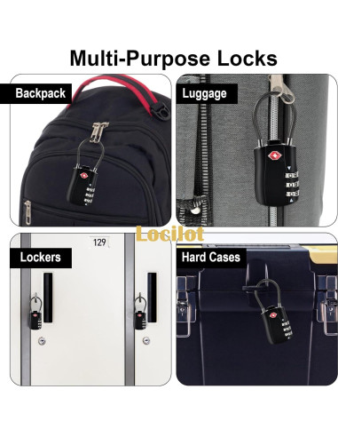 5 Candados TSA Locilot con 10 Candados de Cremallera - Alta Seguridad