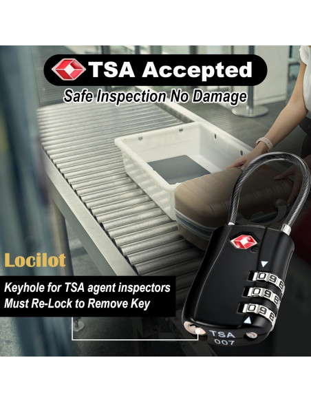 5 Candados TSA Locilot con 10 Candados de Cremallera - Alta Seguridad