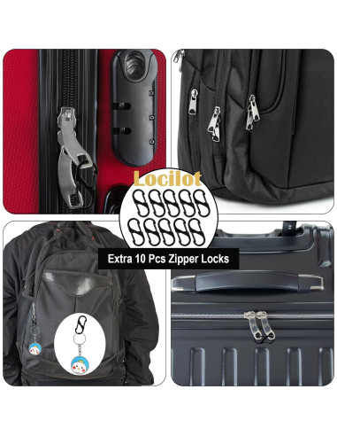 5 Candados TSA Locilot con 10 Candados de Cremallera - Alta Seguridad