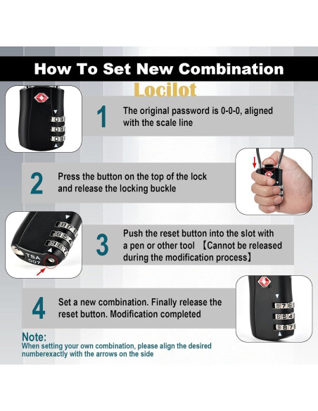 5 Candados TSA Locilot con 10 Candados de Cremallera - Alta Seguridad