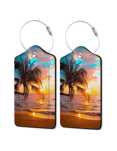 2 Etiquetas de Equipaje de Cuero ZEWOCA - Impermeables con Asa de Metal