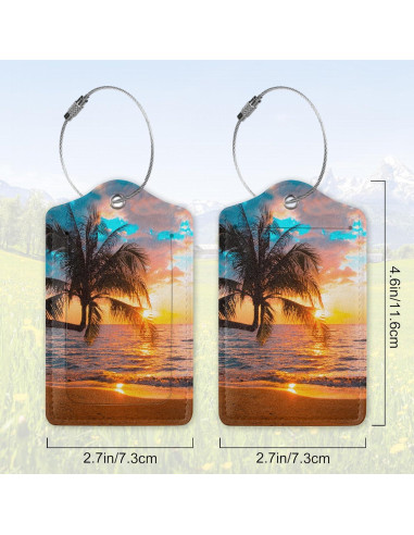 2 Etiquetas de Equipaje de Cuero ZEWOCA - Impermeables con Asa de Metal