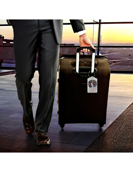 Etiqueta de Equipaje ZEWOCA Chica Negra con Cubierta de Privacidad