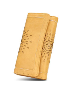 Cartera Trifold APHISON para Mujeres con Bloqueo RFID Amarillo