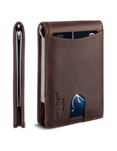 Cartera delgada de cuero SERMAN BRANDS 1.S con bloqueo RFID