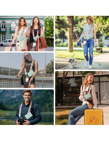 Portapasaportes ZOPPEN Verde con Correa Cruzada y Lanyard