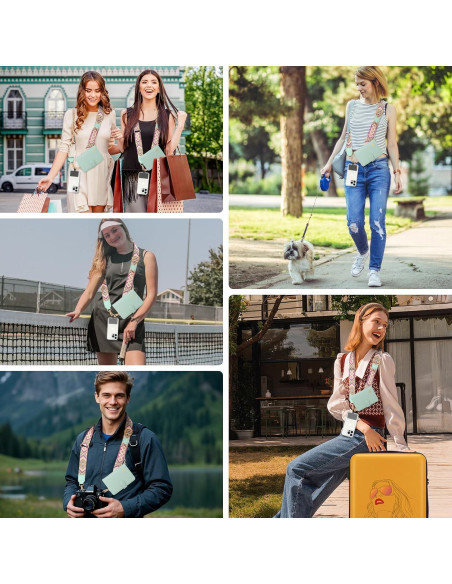 Portapasaportes ZOPPEN Verde con Correa Cruzada y Lanyard