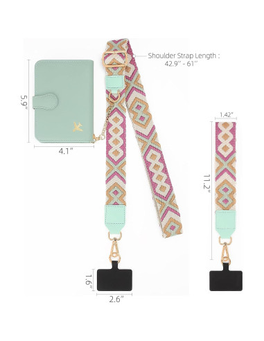 Portapasaportes ZOPPEN Verde con Correa Cruzada y Lanyard