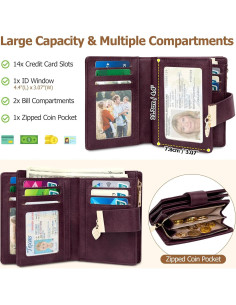 Cartera Pequeña HUANLANG para Mujeres con Bloqueo RFID - Púrpura 2