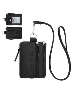 Cartera Pequeña BOSTANTEN RFID Minimalista Negra con Lanyard