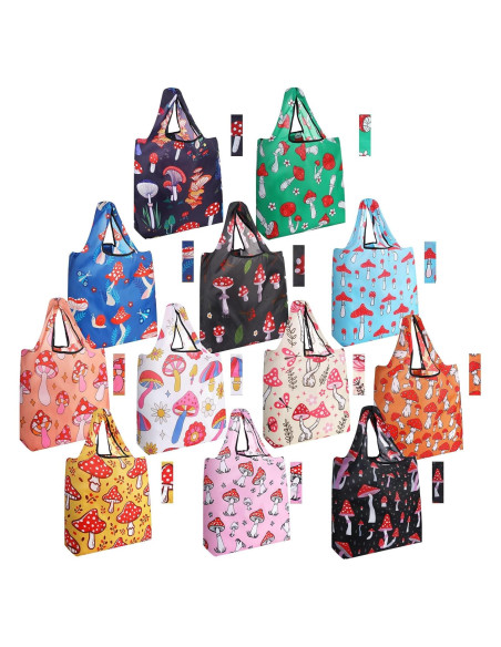 Juego de 12 Bolsas de Compras Reutilizables Plegables Teenyyou Juego de 12 Bolsas de Compras Reutilizables Plegables Teenyyou