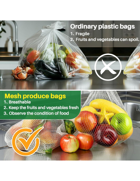 Bolsas de Malla Reutilizables para Verduras 50PCS - ZXL