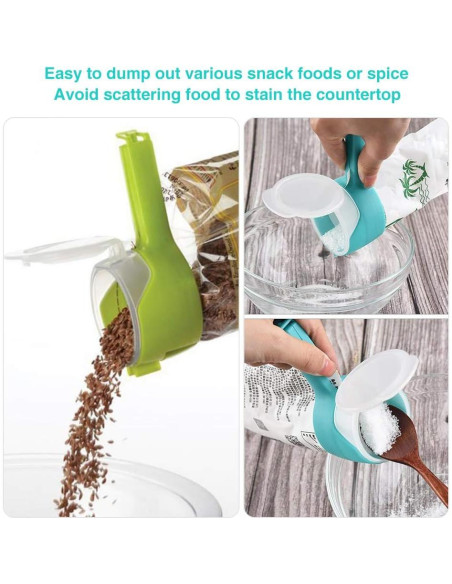 4 Clips para Bolsas de Comida Ledorr con Vertedor Grande