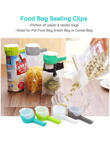 4 Clips para Bolsas de Comida Ledorr con Vertedor Grande